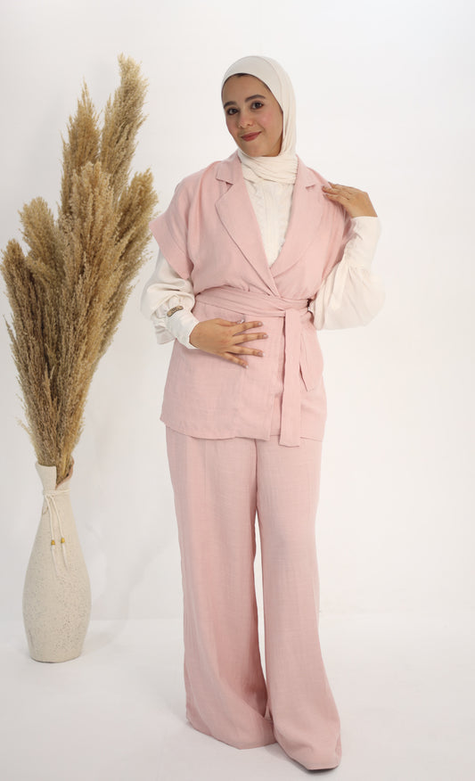 Blush Pink Belted Two-Piece Co-Ord Set