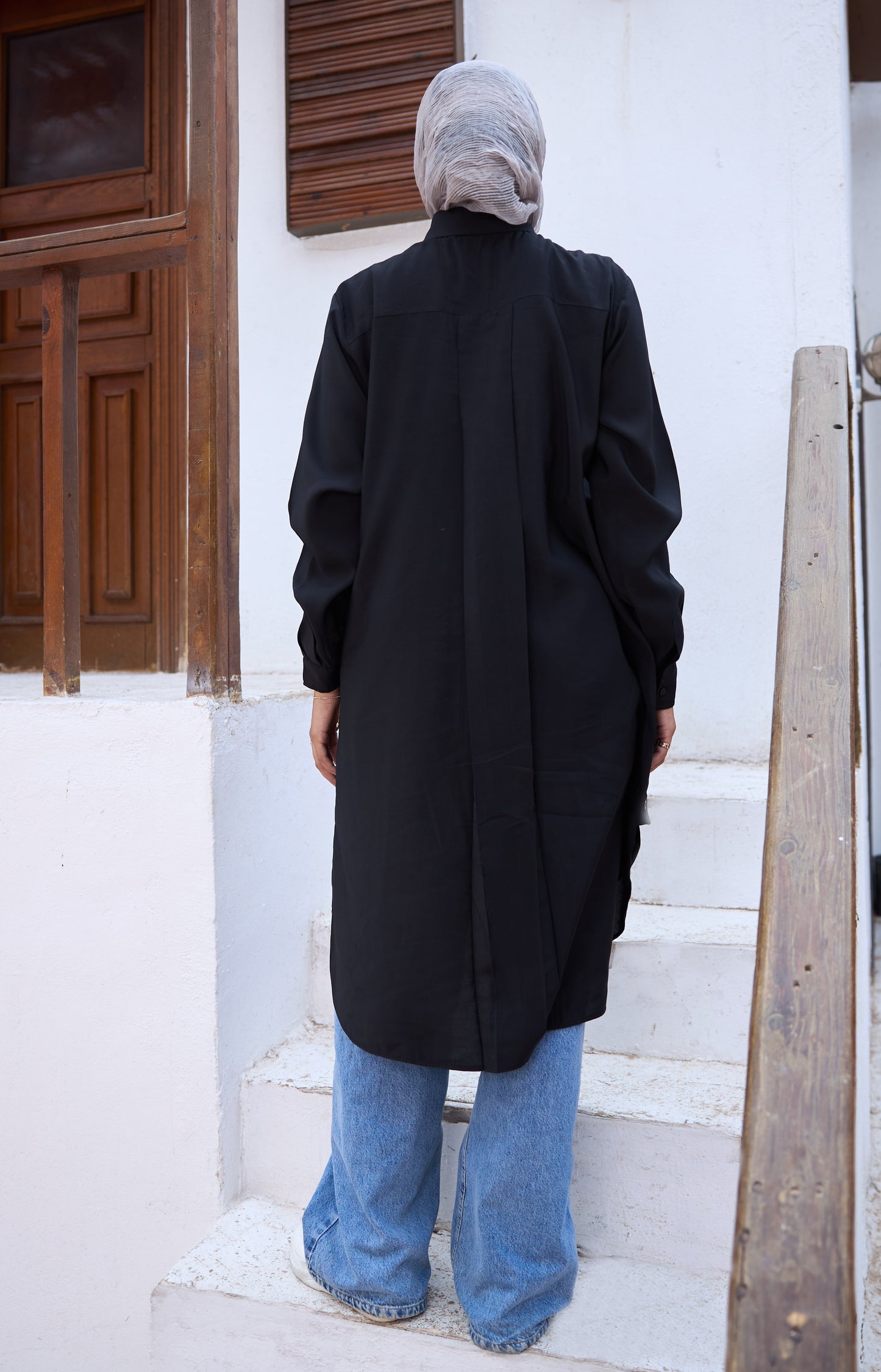 Cotton Longline Side-Button Shirt