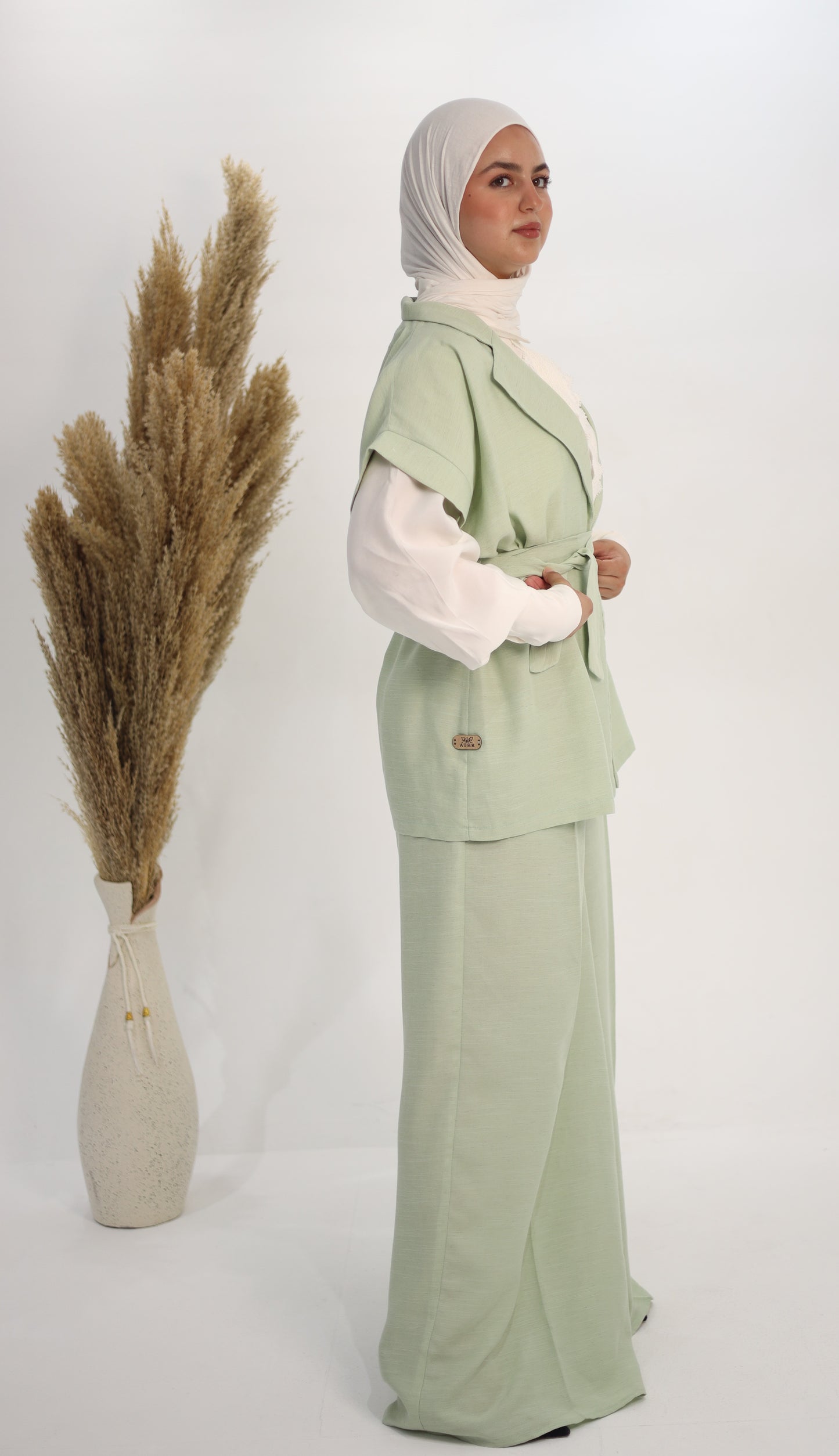 The Pistachio Belted Vest & Trouser Set