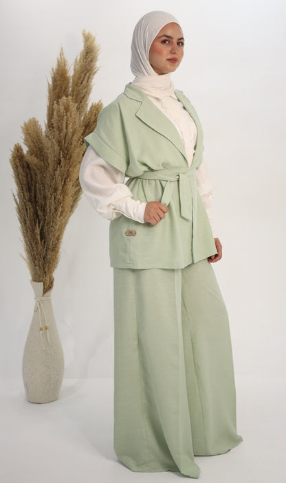 The Pistachio Belted Vest & Trouser Set