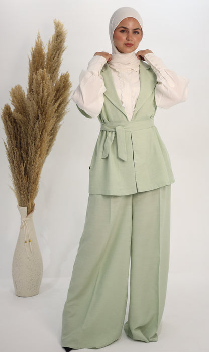 The Pistachio Belted Vest & Trouser Set