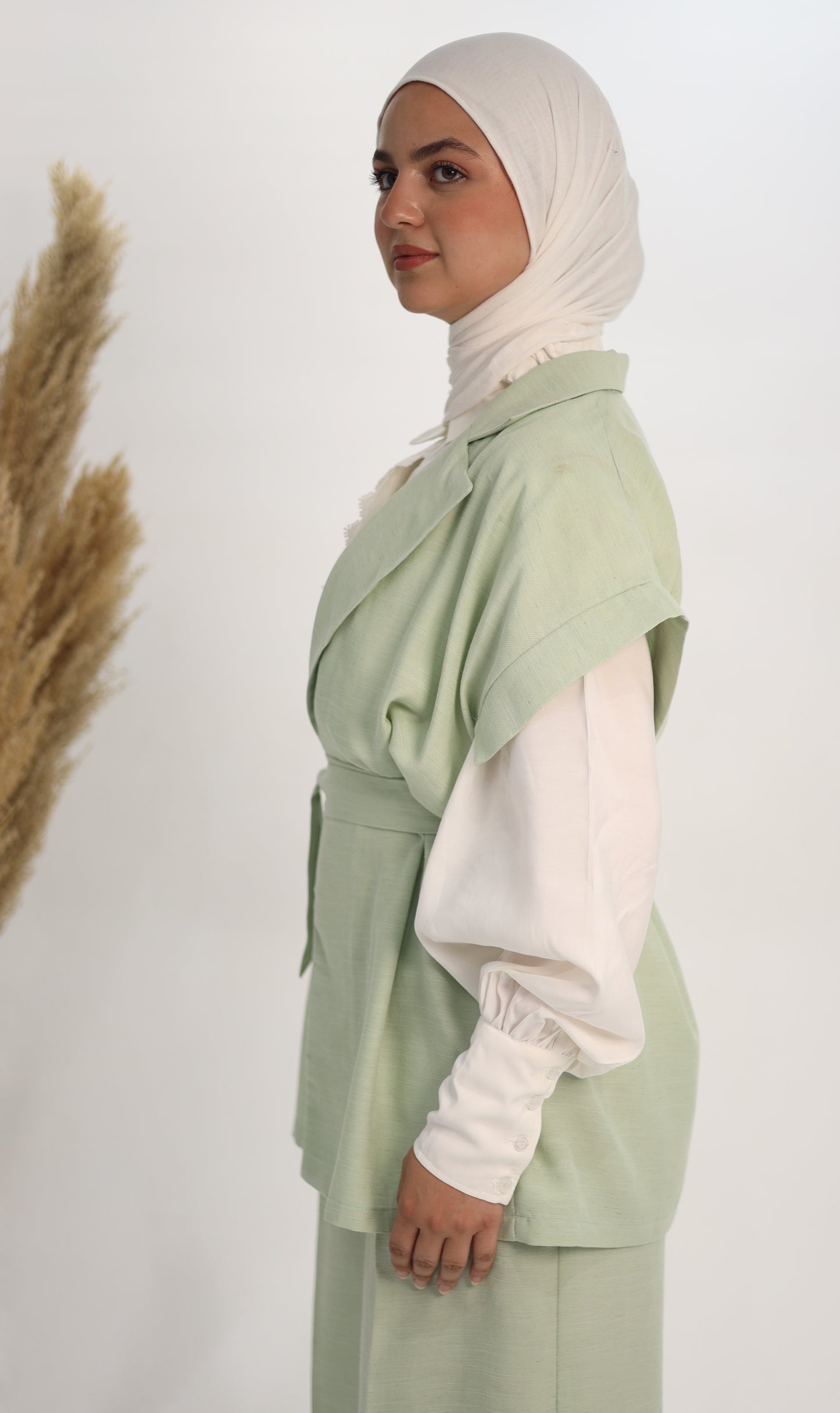 The Pistachio Belted Vest & Trouser Set