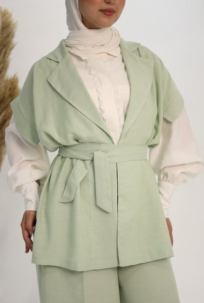 The Pistachio Belted Vest & Trouser Set