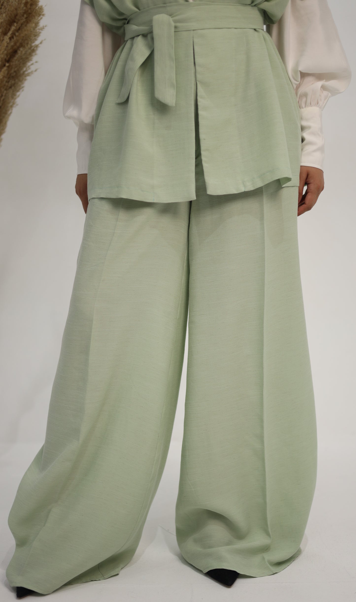 The Pistachio Belted Vest & Trouser Set