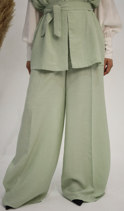 The Pistachio Belted Vest & Trouser Set
