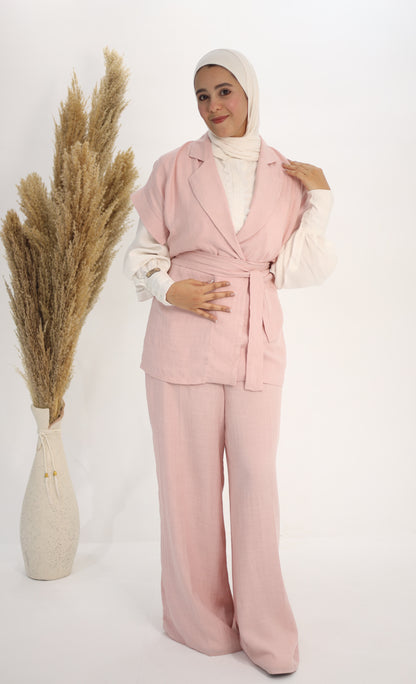 Blush Pink Belted Two-Piece Co-Ord Set