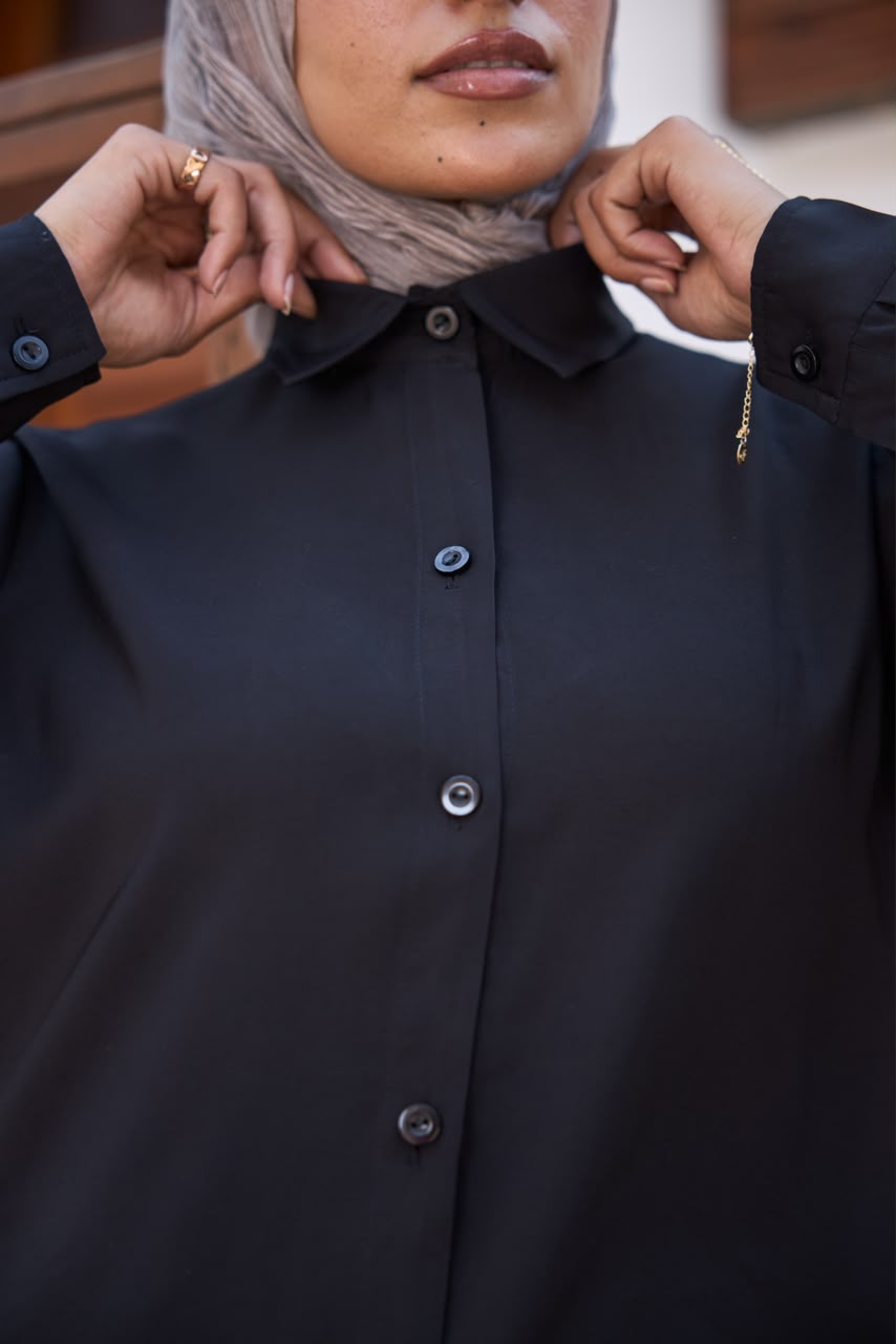 Cotton Longline Side-Button Shirt