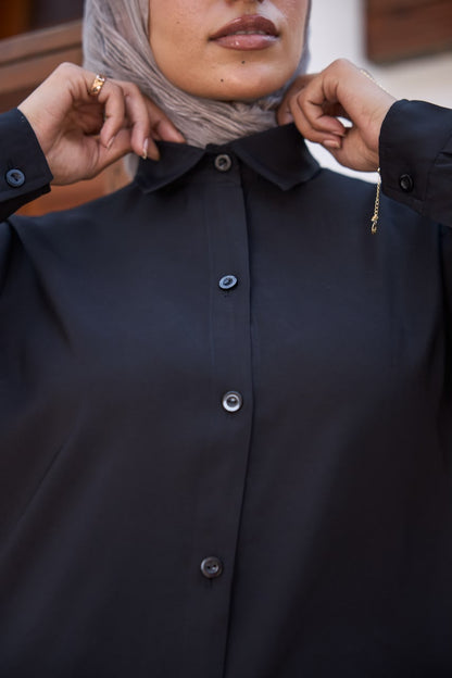 Cotton Longline Side-Button Shirt