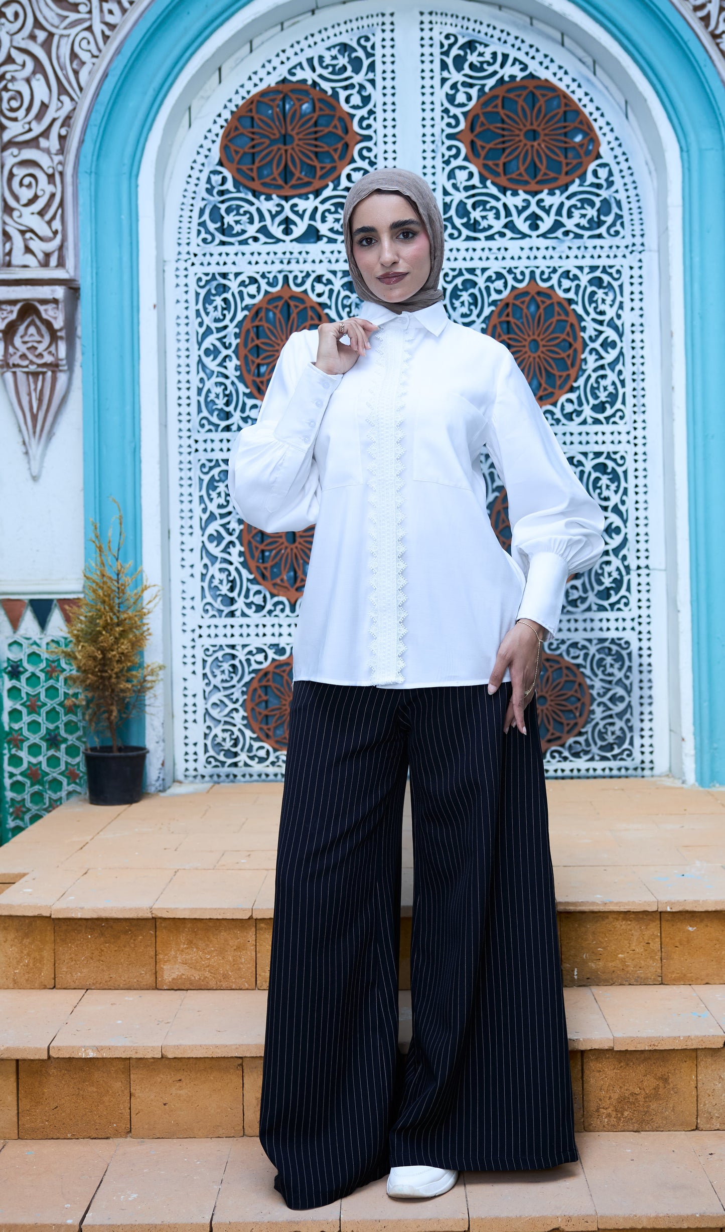 Puffy Sleeves Cotton Blouse