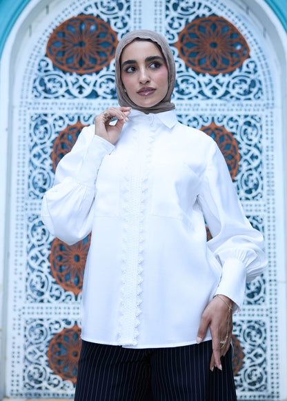 Puffy Sleeves Cotton Blouse