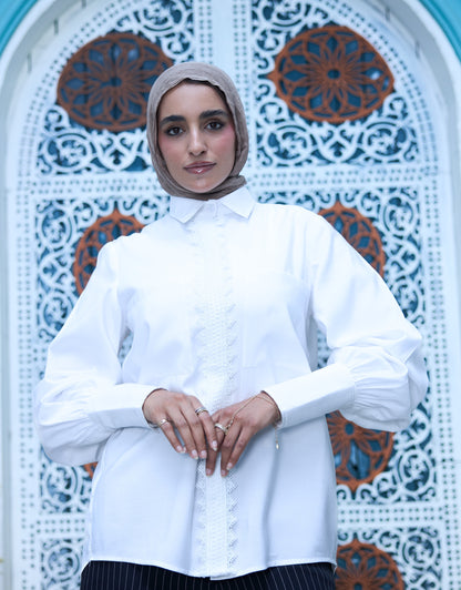 Puffy Sleeves Cotton Blouse