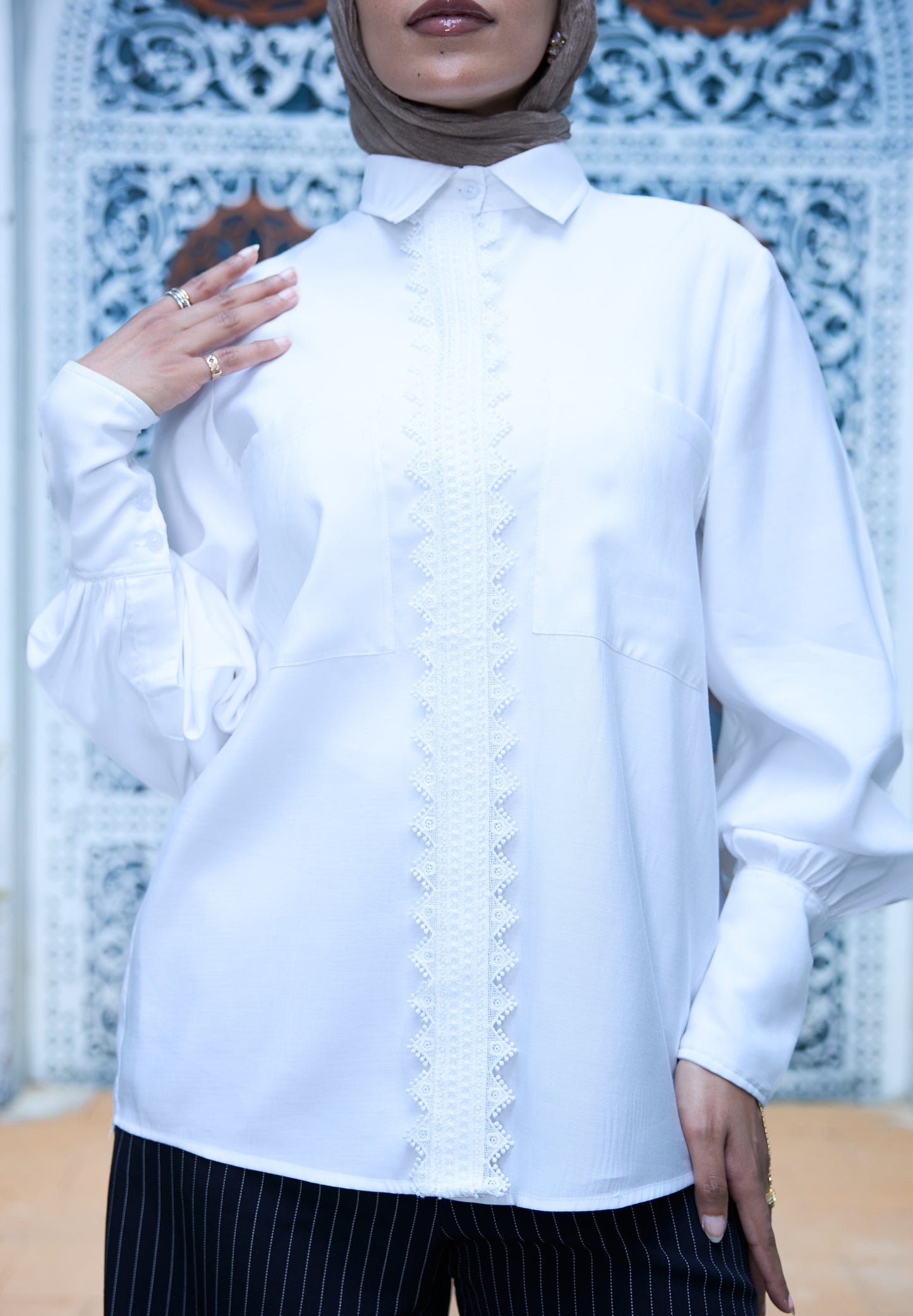 Puffy Sleeves Cotton Blouse