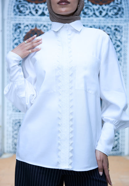 Puffy Sleeves Cotton Blouse