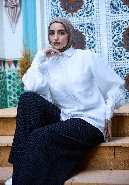Puffy Sleeves Cotton Blouse