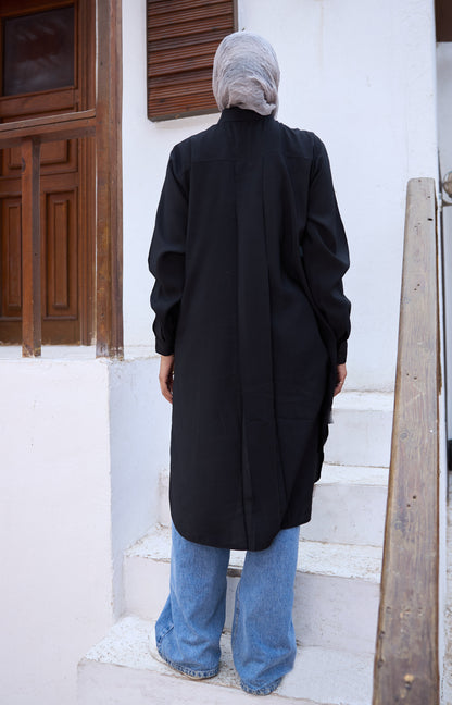 Cotton Longline Side-Button Shirt